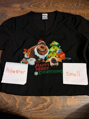 Black Holiday Graphic Scrub Top - "Happy Merry Everything"